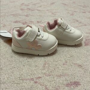 Carter's Cream and Pink Baby Walker Shoes Velcro Closure